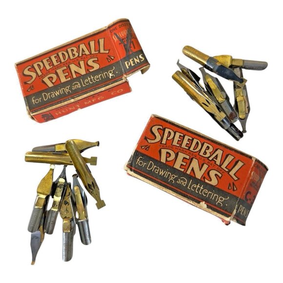 2 Antique Speedball B-1 C-3 Pen Box’s Nibs Hunt MFG Co Made In USA 1920's - Picture 2 of 6